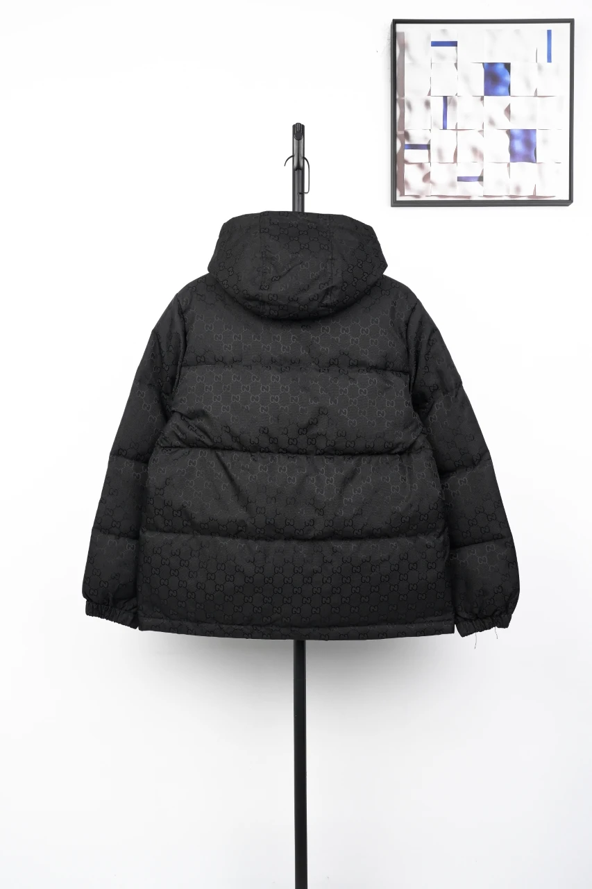 GUCCI Dark Grey Tonal GG Hooded Down Jacket product photo from LabelPicks