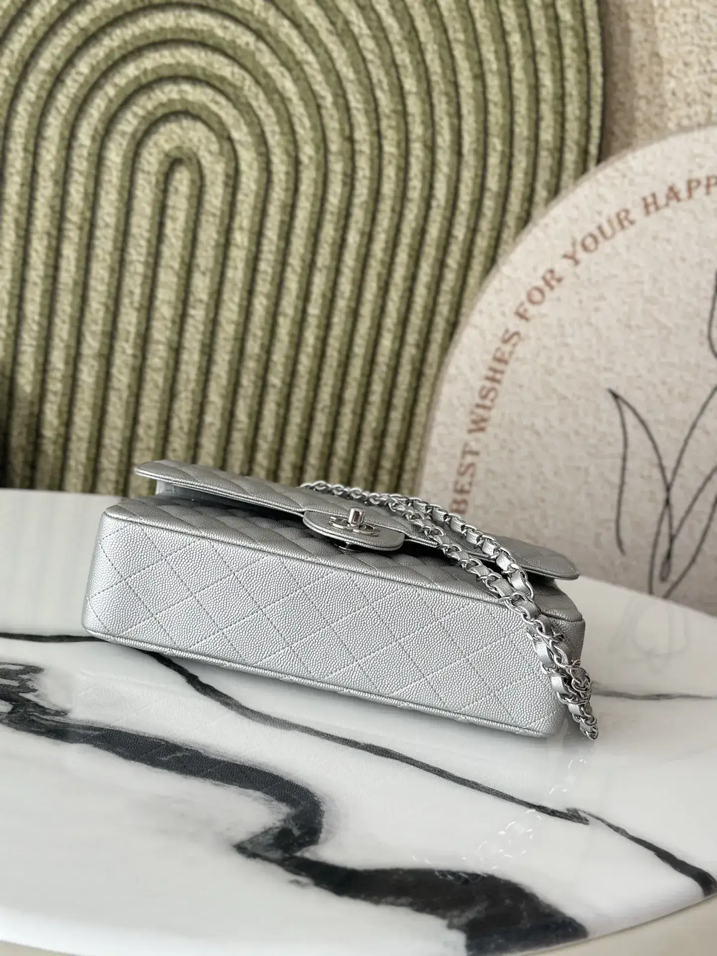 Chanel Classic Flap Silver Calfskin Shoulder Bag product photo from LabelPicks