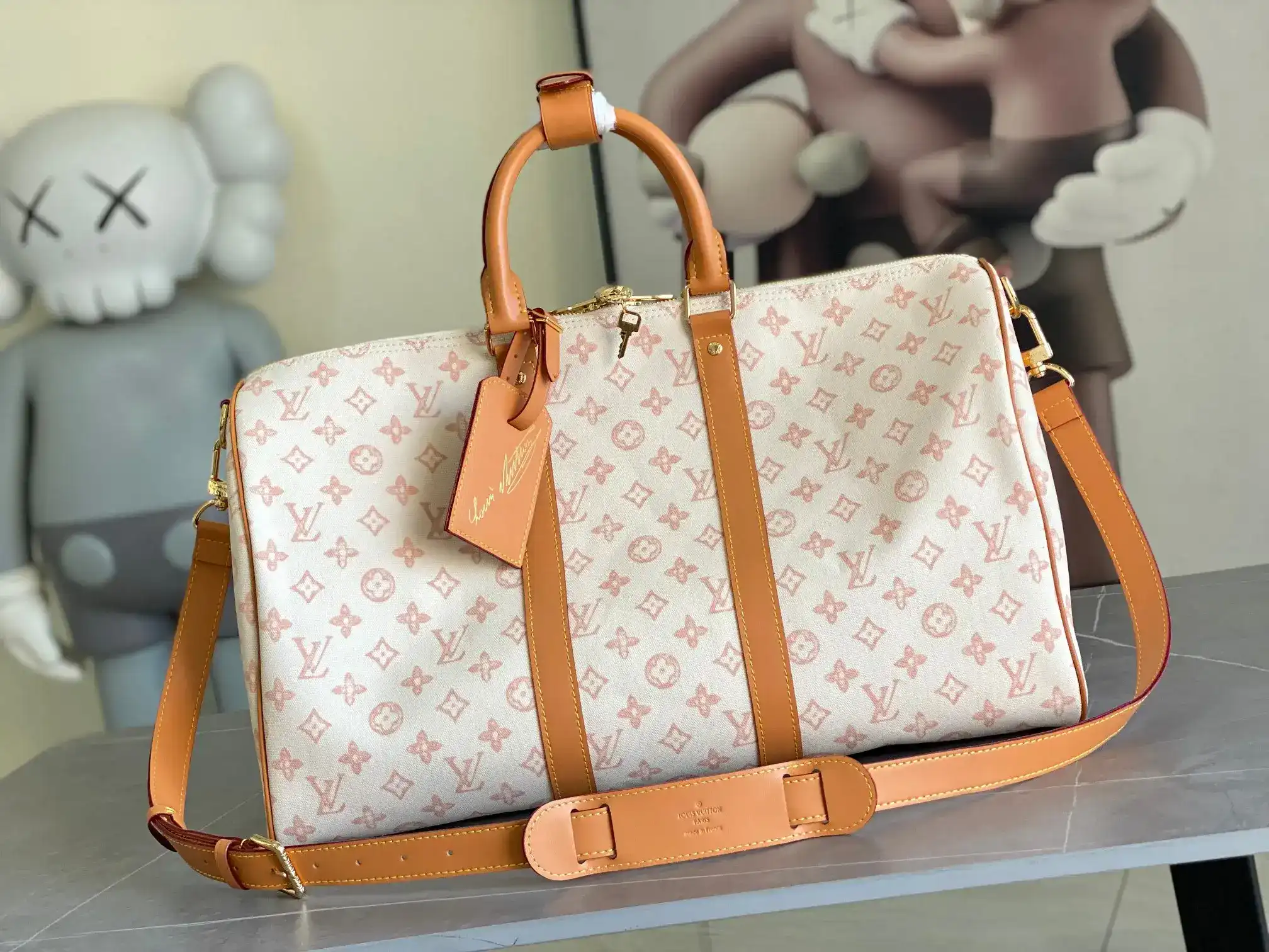 Louis Vuitton White Keepall Monogram Canvas Tote Bag product photo from LabelPicks