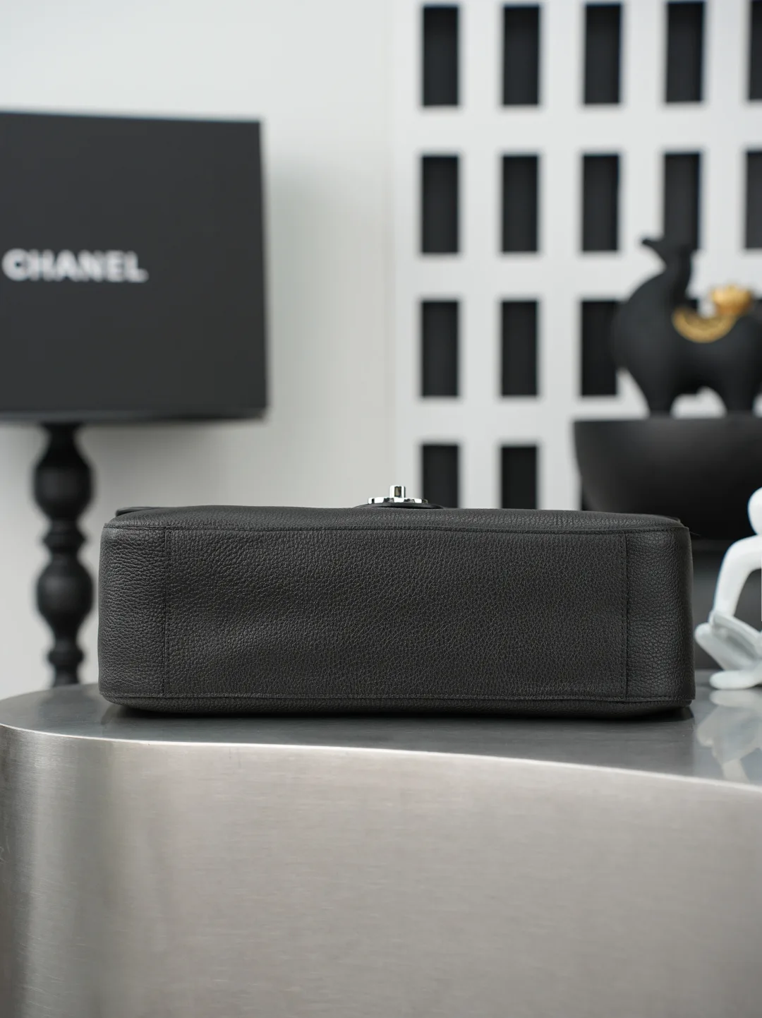 Chanel Black Classic Flap Grained Leather Shoulder Bag product photo from LabelPicks