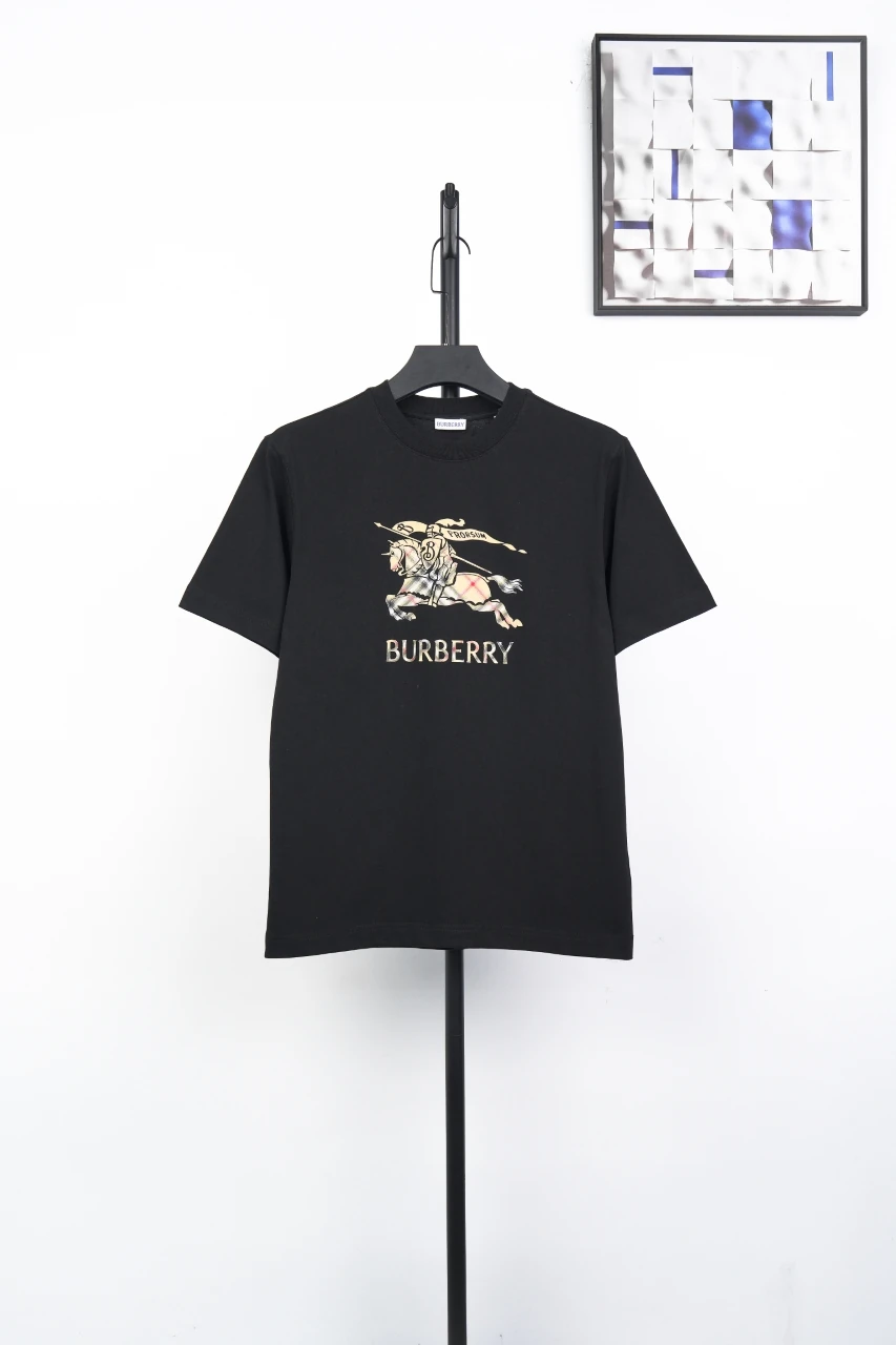 Burberry Black Equestrian Knight Check Print Cotton T-Shirt product photo from LabelPicks