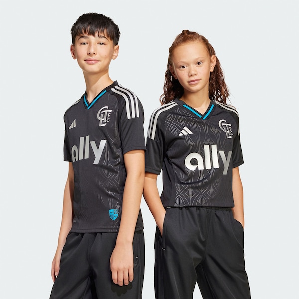 Charlotte FC adidas Youth 2025 Fortress Kit Replica Jersey - Black