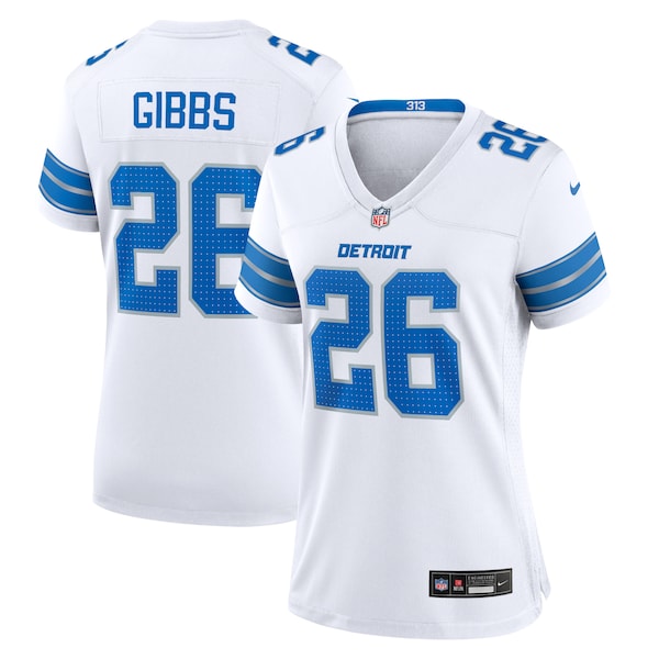 Jahmyr Gibbs Detroit Lions Nike Women's Game Jersey - White/Blue