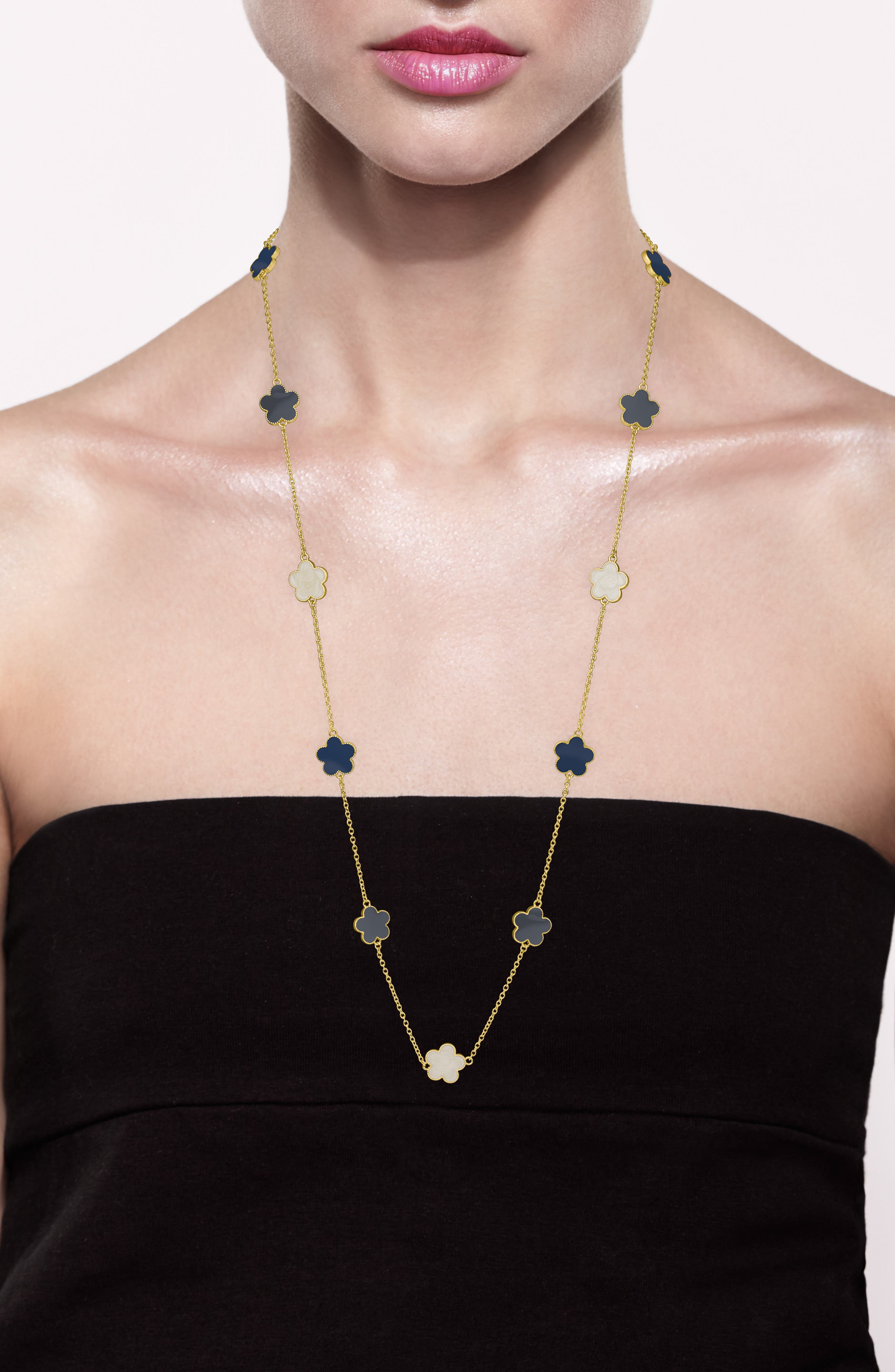 JARDIN Tri-Tone Clover Station Necklace (Nordstrom Exclusive)