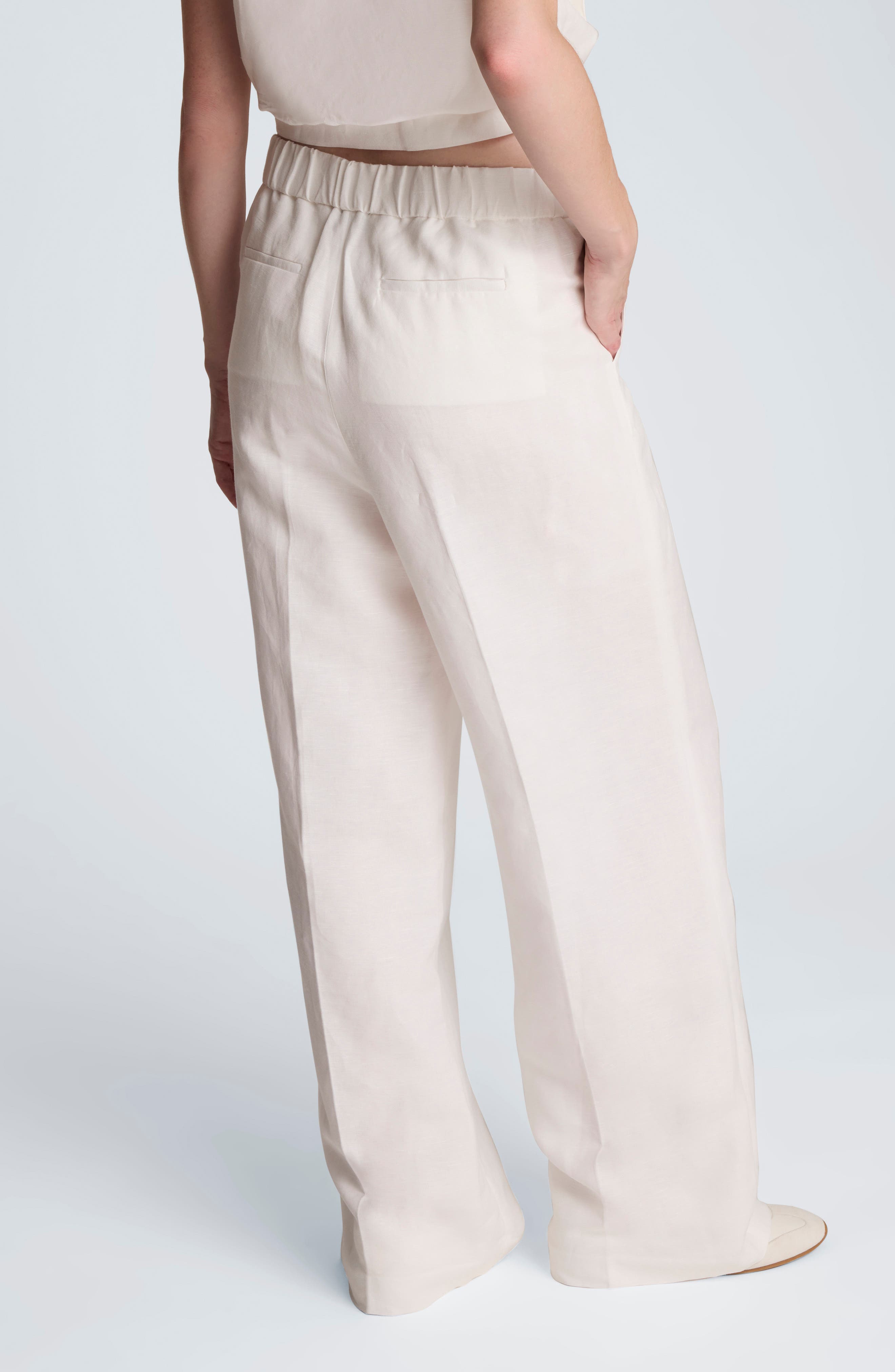 Kenneth Cole Pull-On Linen Blend Straight Leg Pants