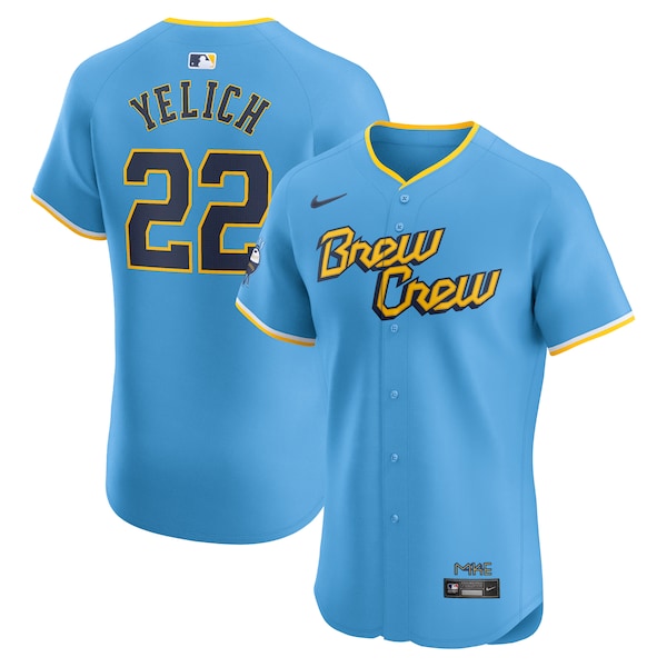 Christian Yelich Milwaukee Brewers Nike City Connect Elite Player Jersey - Powder Blue