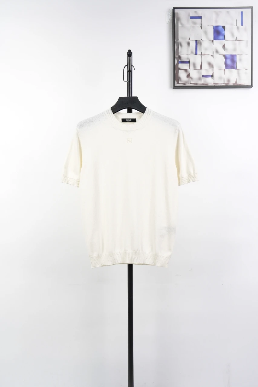 Fendi Ivory Cashmere Cotton Knit T-Shirt product photo from LabelPicks