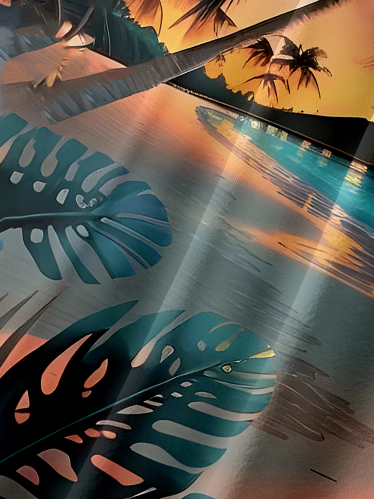 Moisture-wicking Coconut Tree Chest Pocket Hawaiian Shirt