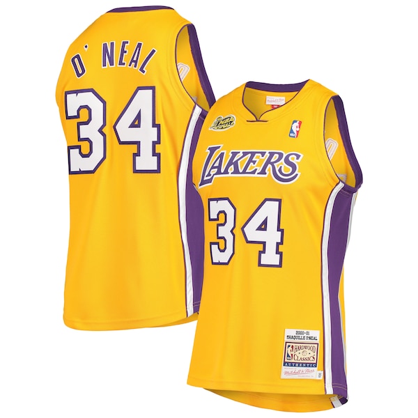 Shaquille O'Neal Los Angeles Lakers 2000 NBA Finals Hardwood Classics Authentic Jersey - Gold