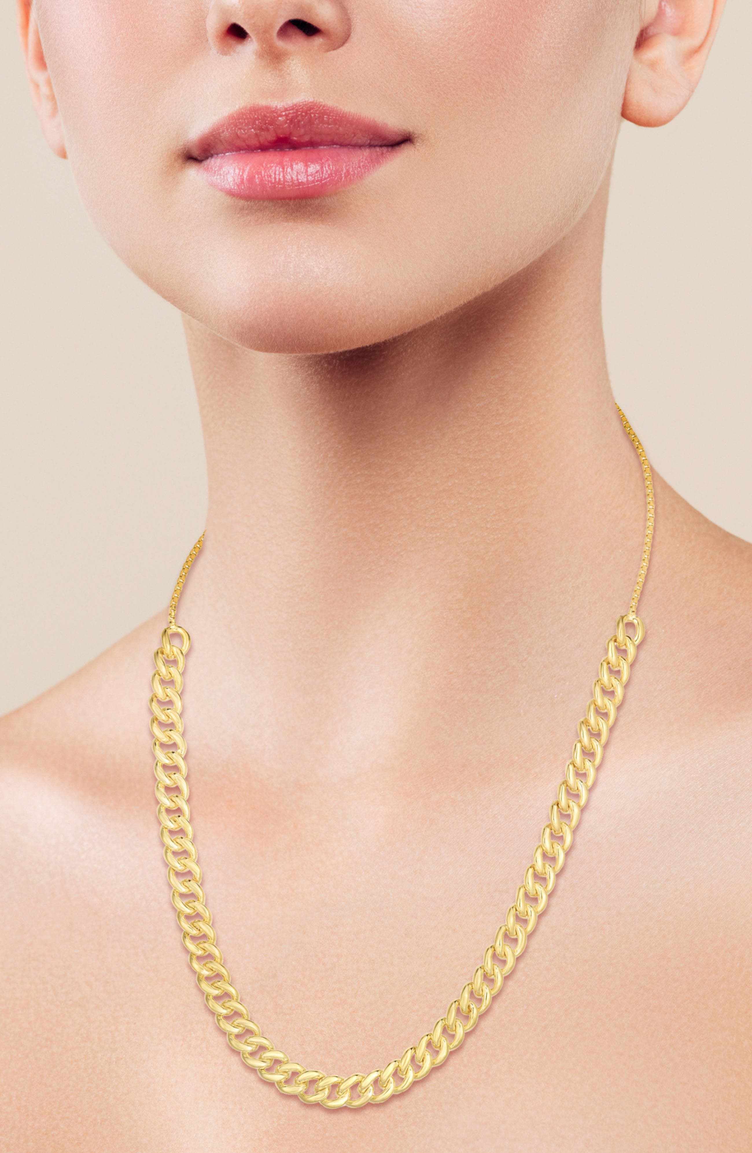 SPHERA MILANO Adjustable Curb Chain Frontal Necklace