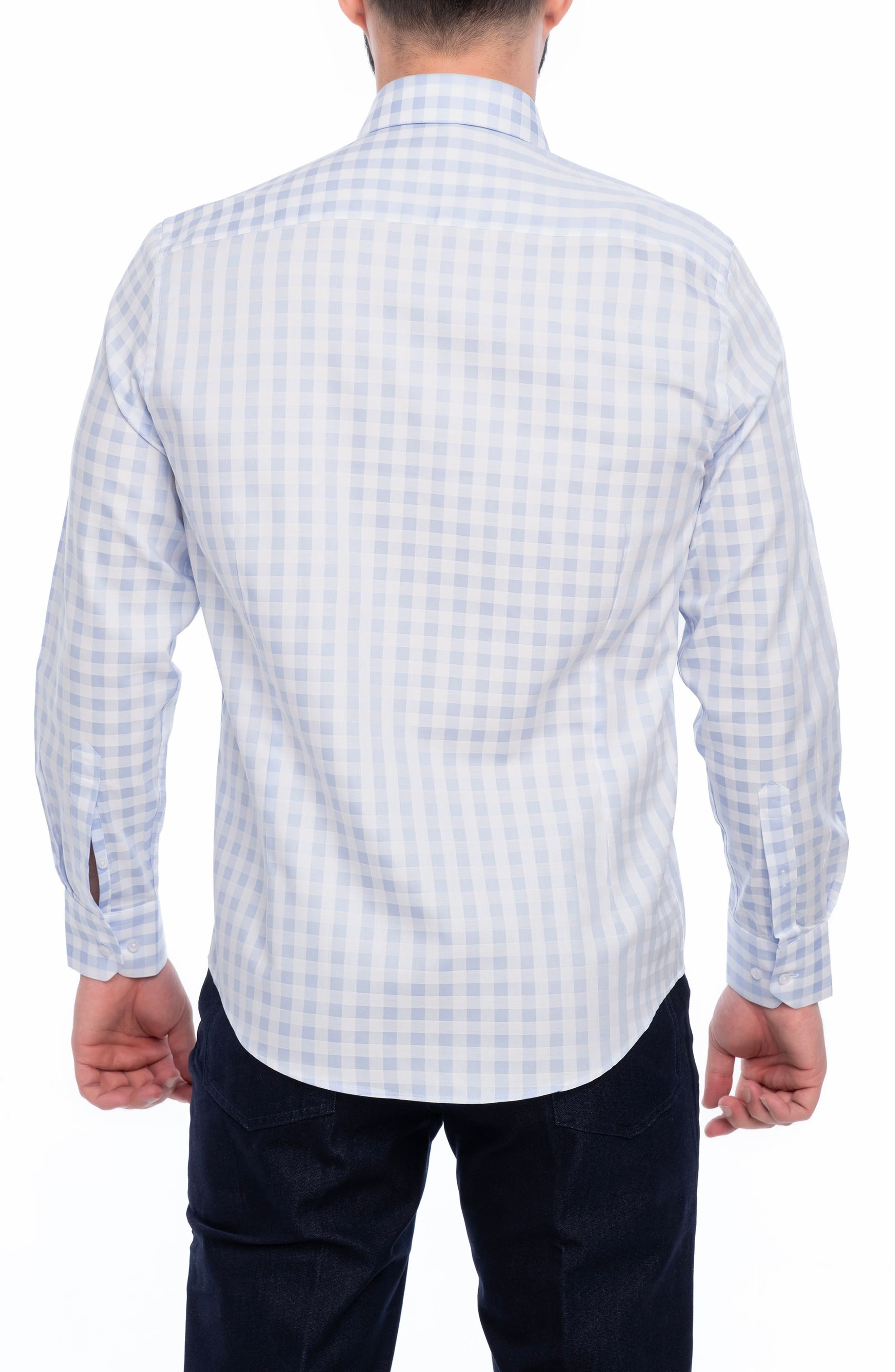 VELLAPAIS Check Cotton Slim Fit Button Down Shirt