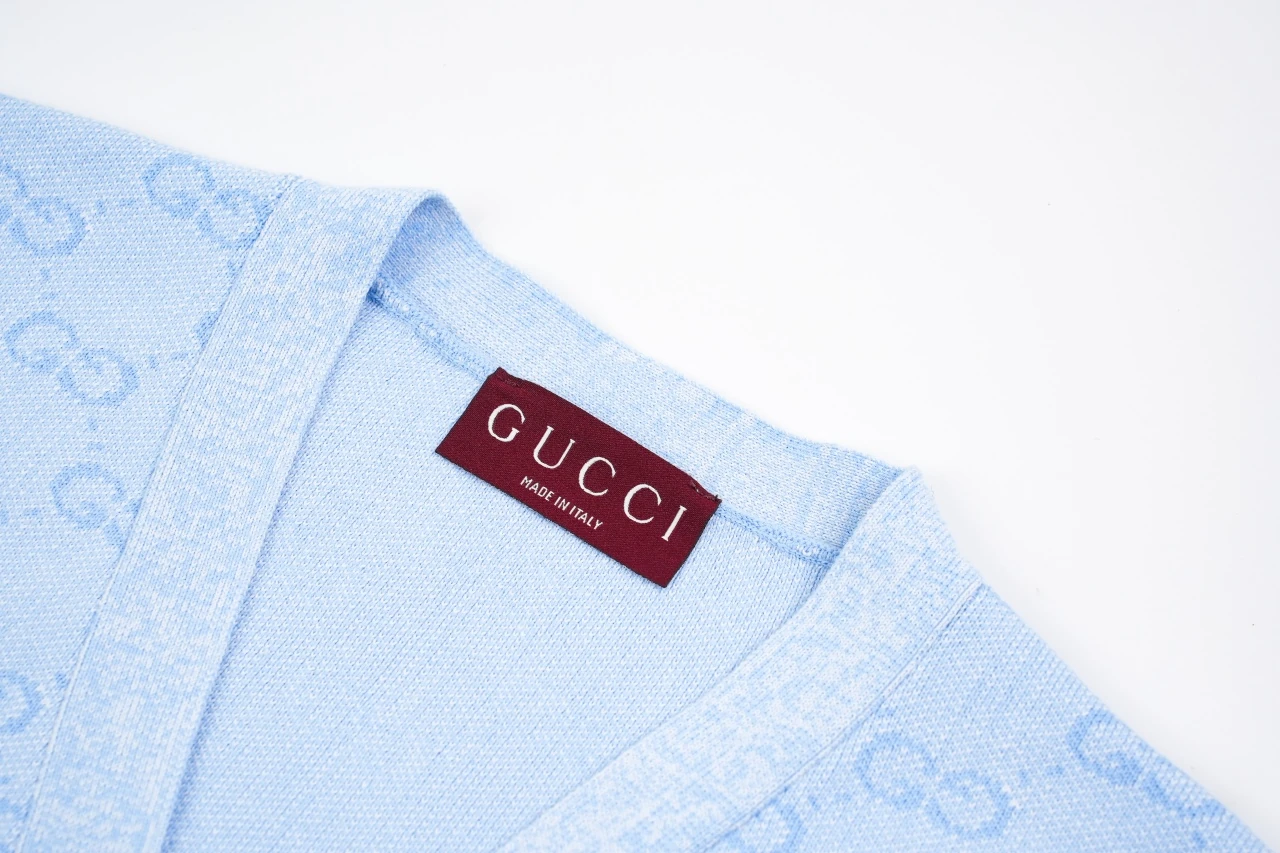 GUCCI Pale Blue GG Jacquard Cotton Cardigan product photo from LabelPicks