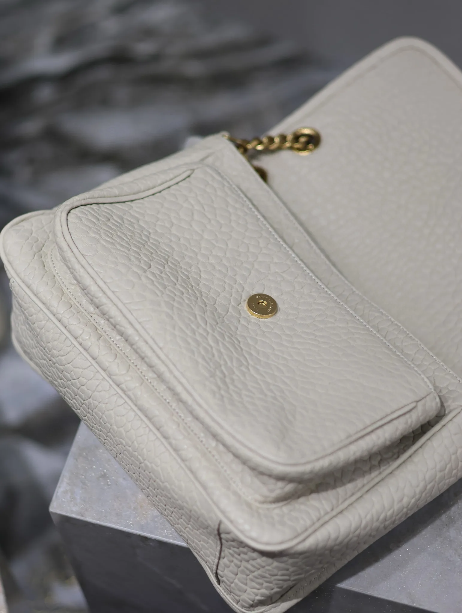 Saint Laurent White Niki Lambskin Shoulder Bag product photo from LabelPicks