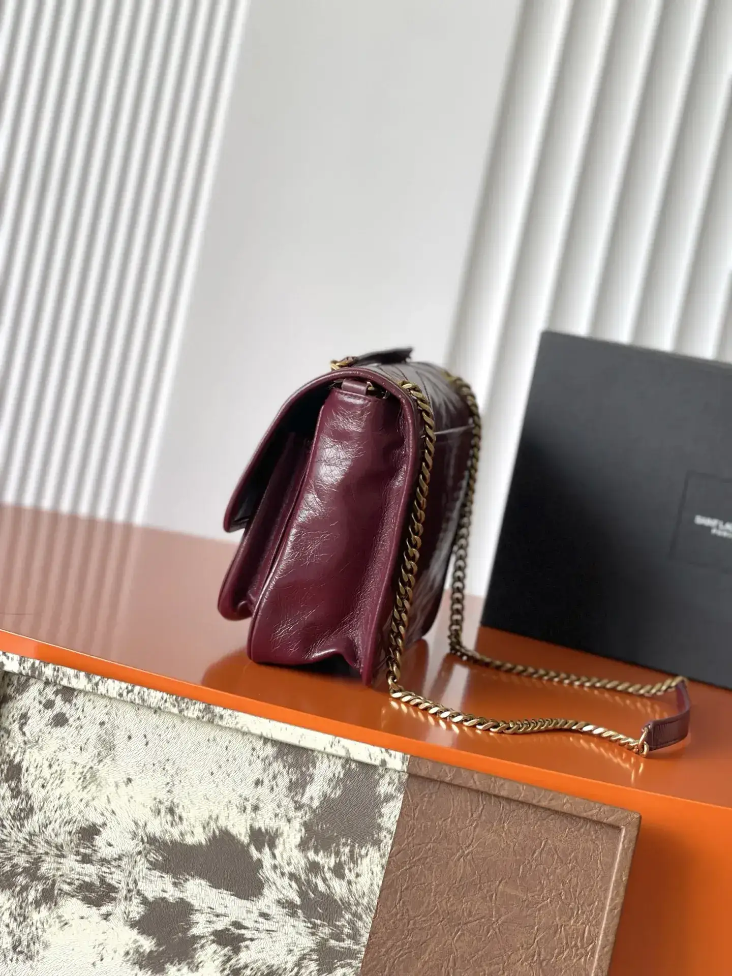 Saint Laurent Niki Burgundy Calfskin Shoulder Bag product photo from LabelPicks
