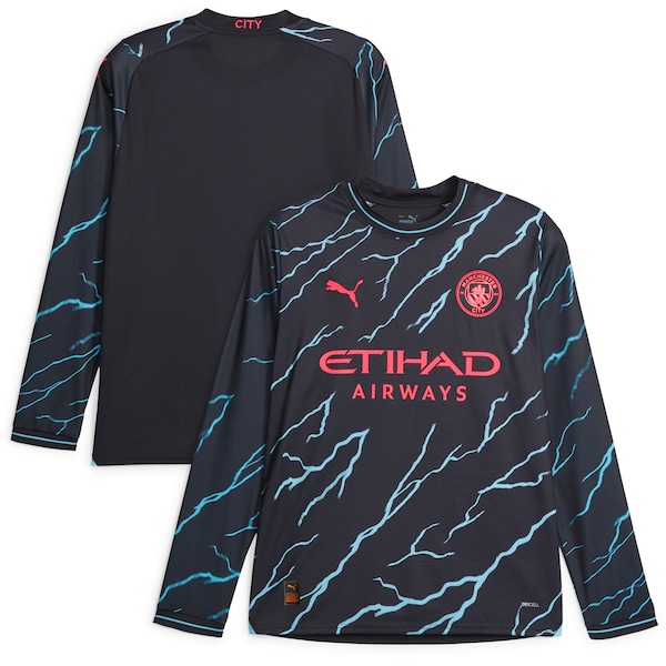 Manchester City Puma 2023/24 Third Long Sleeve Replica Jersey - Navy
