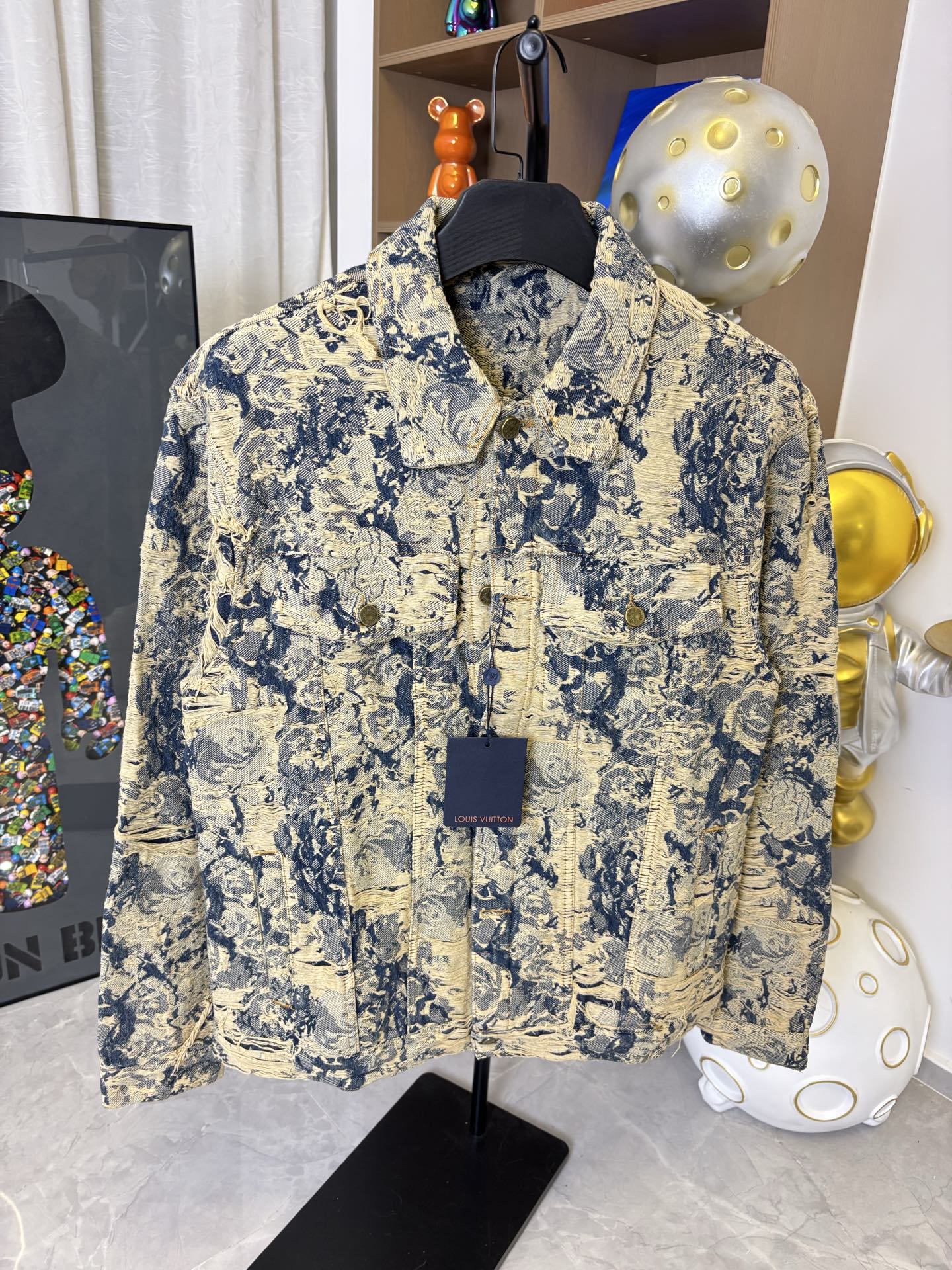 Rose Jacquard Washed Tassel Long Sleeved Denim Jackets