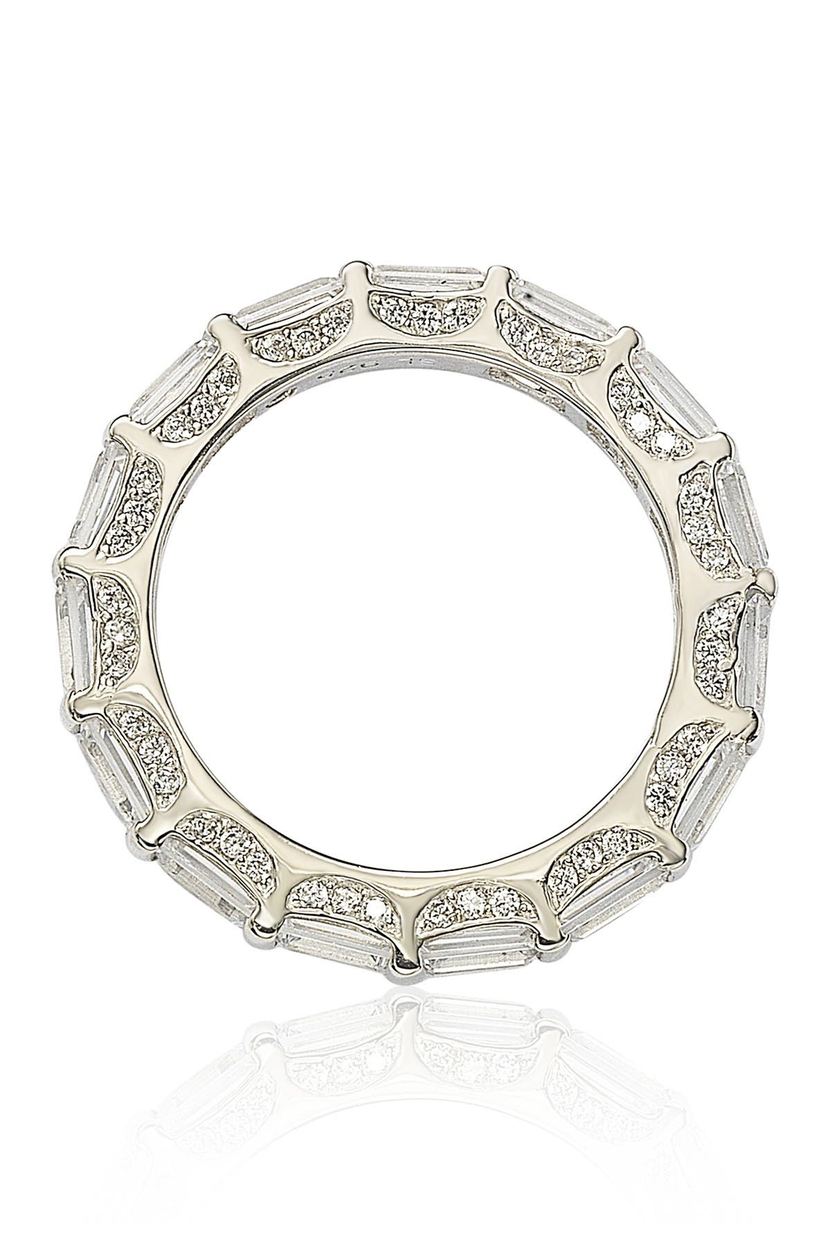 SUZY LEVIAN Sterling Silver Emerald Cut White Cubic Zirconia Eternity Band
