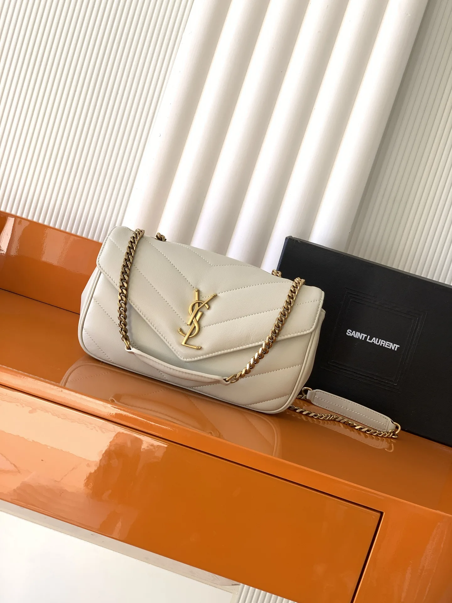 Saint Laurent White Loulou Lambskin Shoulder Bag product photo from LabelPicks