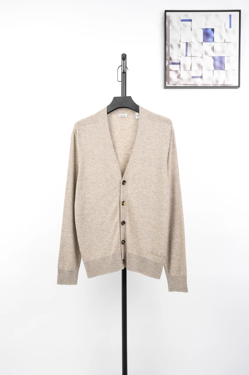 Burberry Beige Signature Embroidered Knit Cardigan product photo from LabelPicks