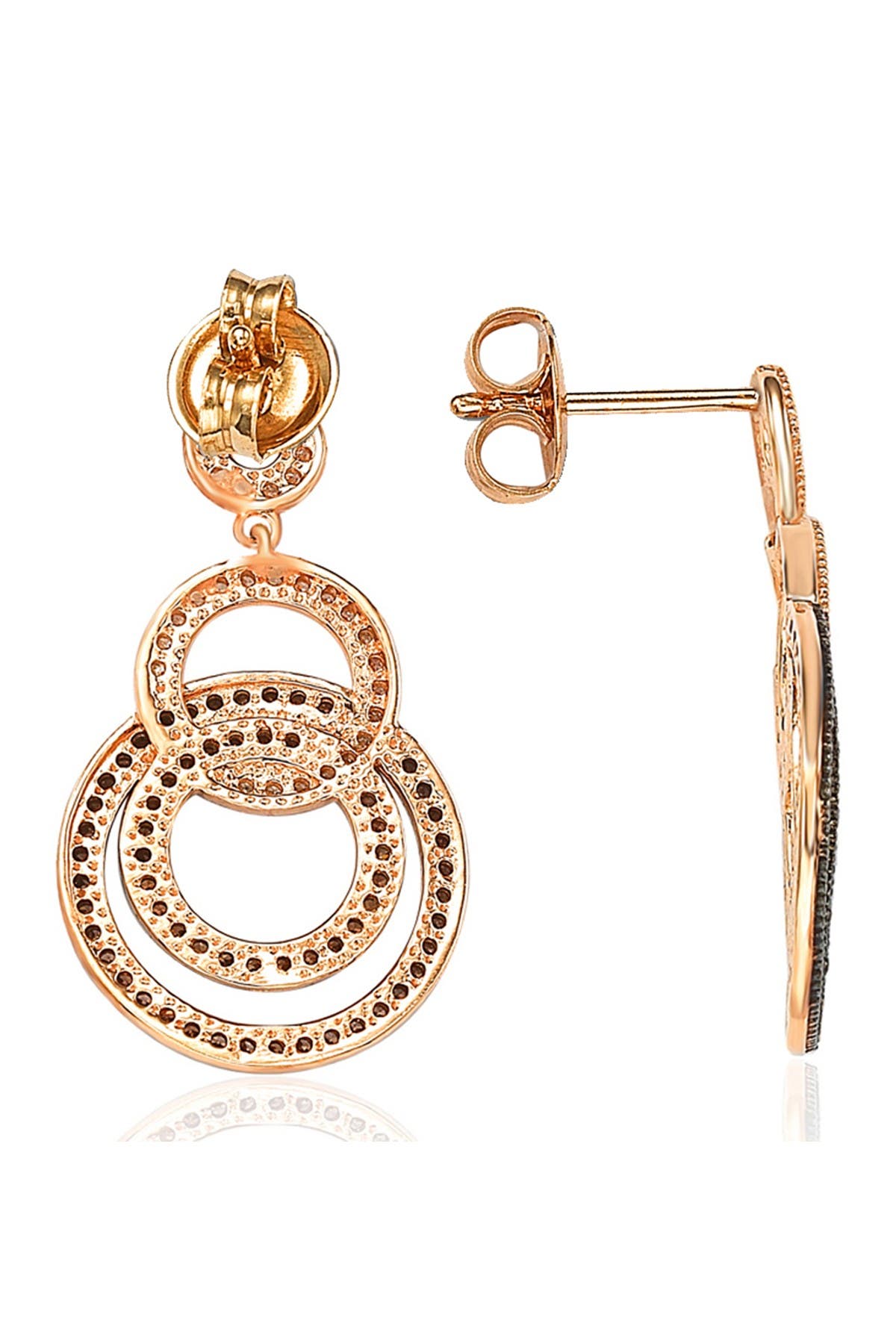 SUZY LEVIAN 14K Rose Gold Plated Sterling Silver Two-Tone Chocolate & White CZ Circle Earrings