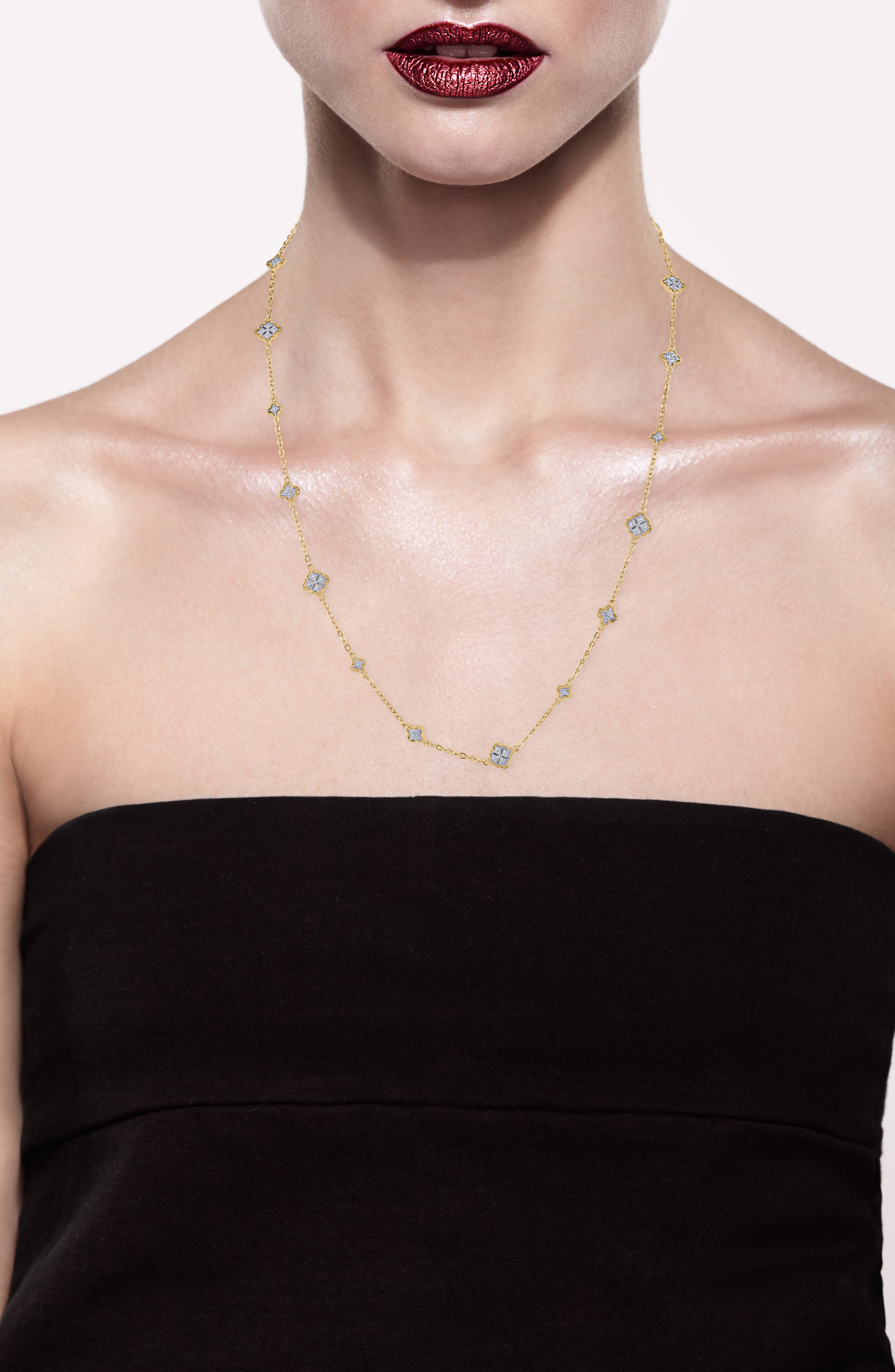 JARDIN Two-Tone Filigree Station Chain Necklace (Nordstrom Exclusive)