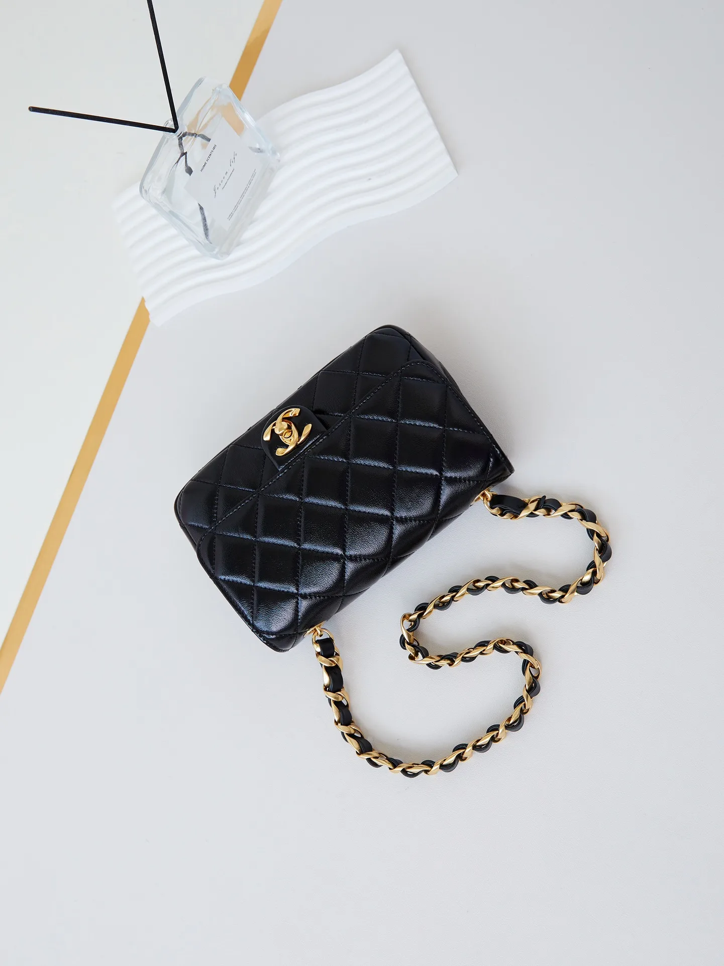 Chanel Classic Flap Black Woven Leather Shoulder Bag product photo from LabelPicks