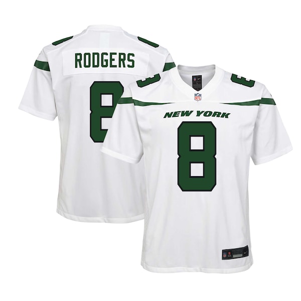 Aaron Rodgers New York Jets Nike Youth Game Jersey - White/Black/Green