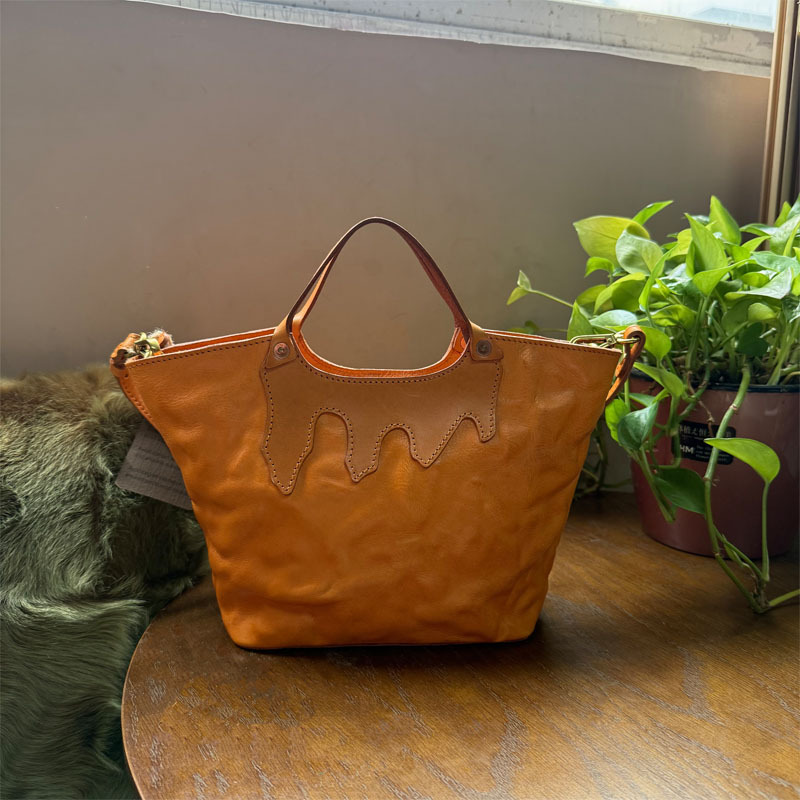 Cognac Mini Wavy Tote Bag Women