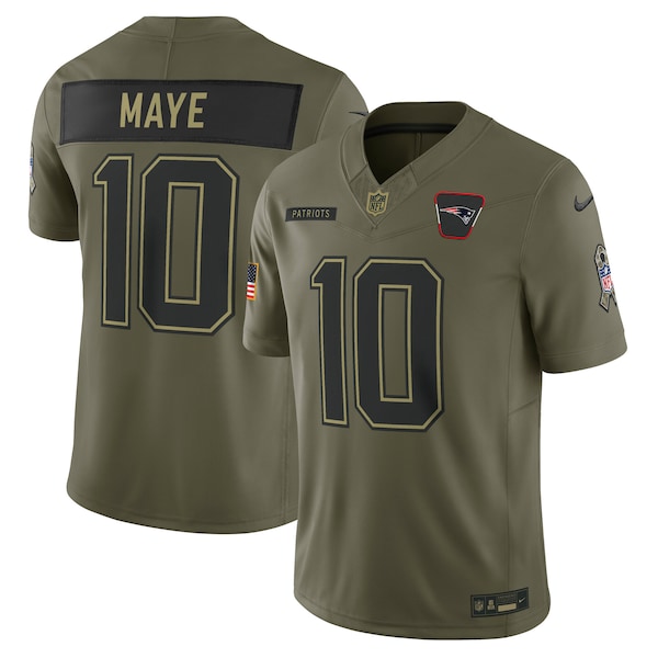 Drake Maye New England Patriots Nike 2025 Salute to Service Limited Jersey - Olive
