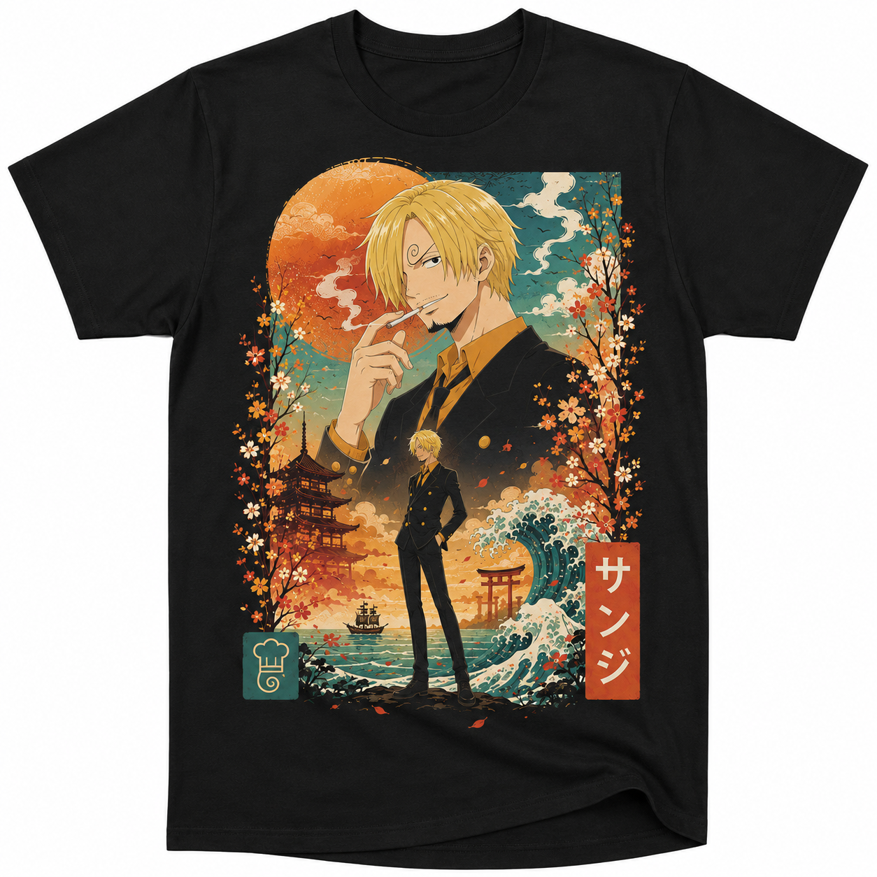 Remera Anime Sanji One Piece Manga Corta