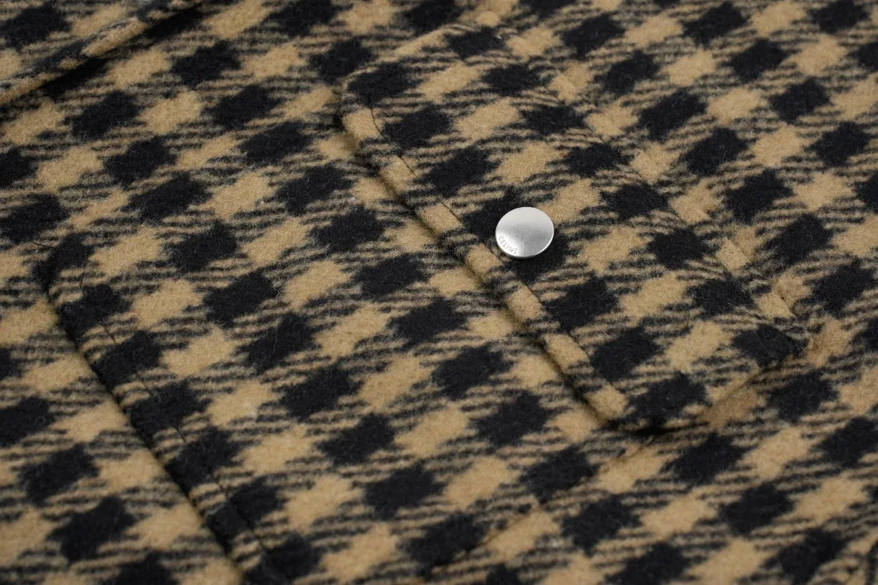 CELINE Brown Black Plaid Wool Jacket product photo from LabelPicks