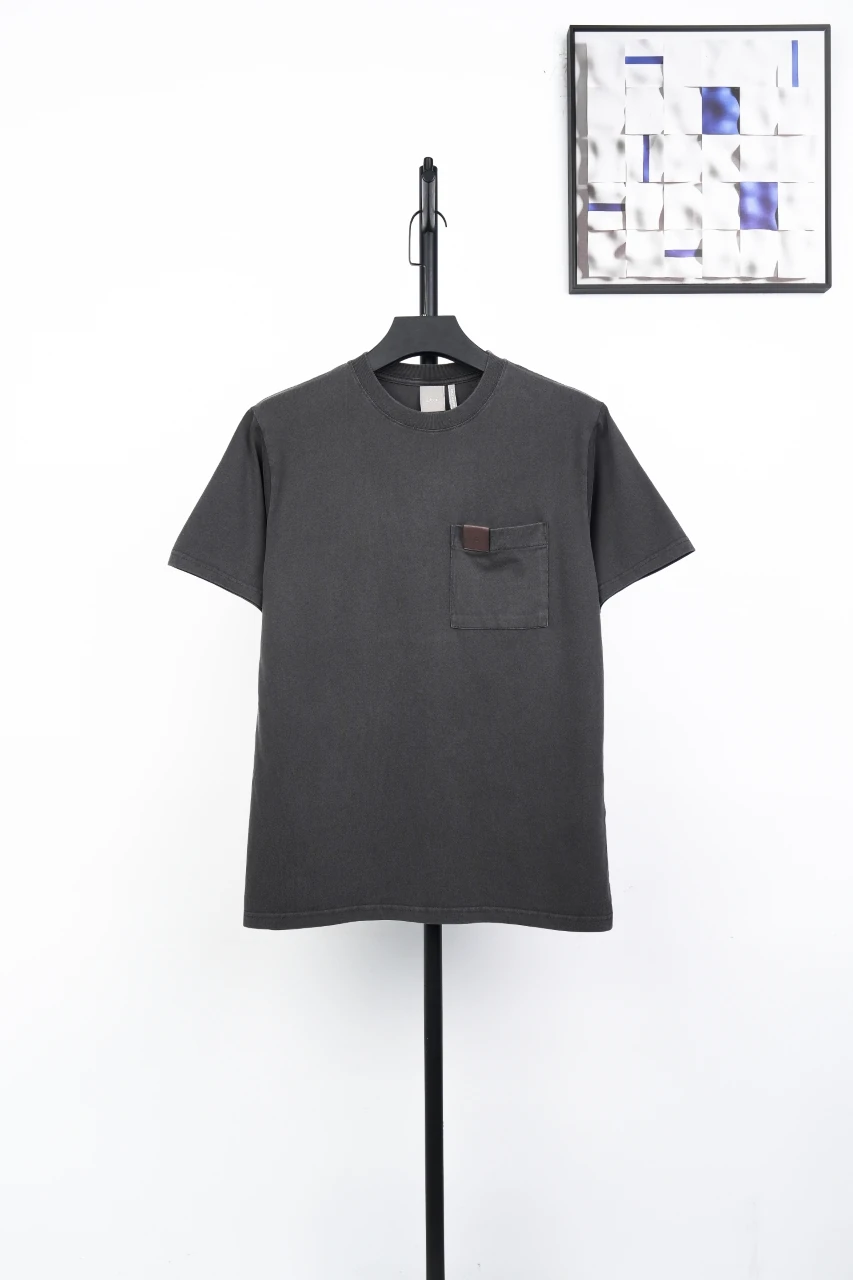 Dior Dark Grey Pocket Leather Label Crewneck T-Shirt product photo from LabelPicks