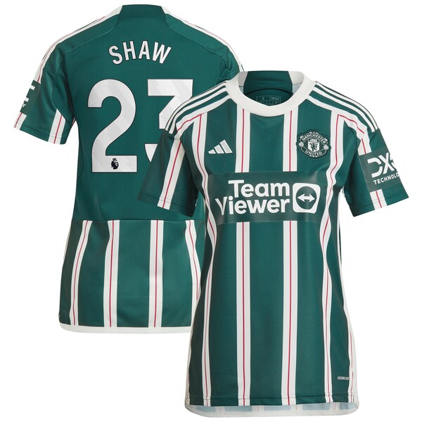 Luke Shaw Manchester United adidas Women's 2023/24 Away Replica Player Jersey - Green/Red