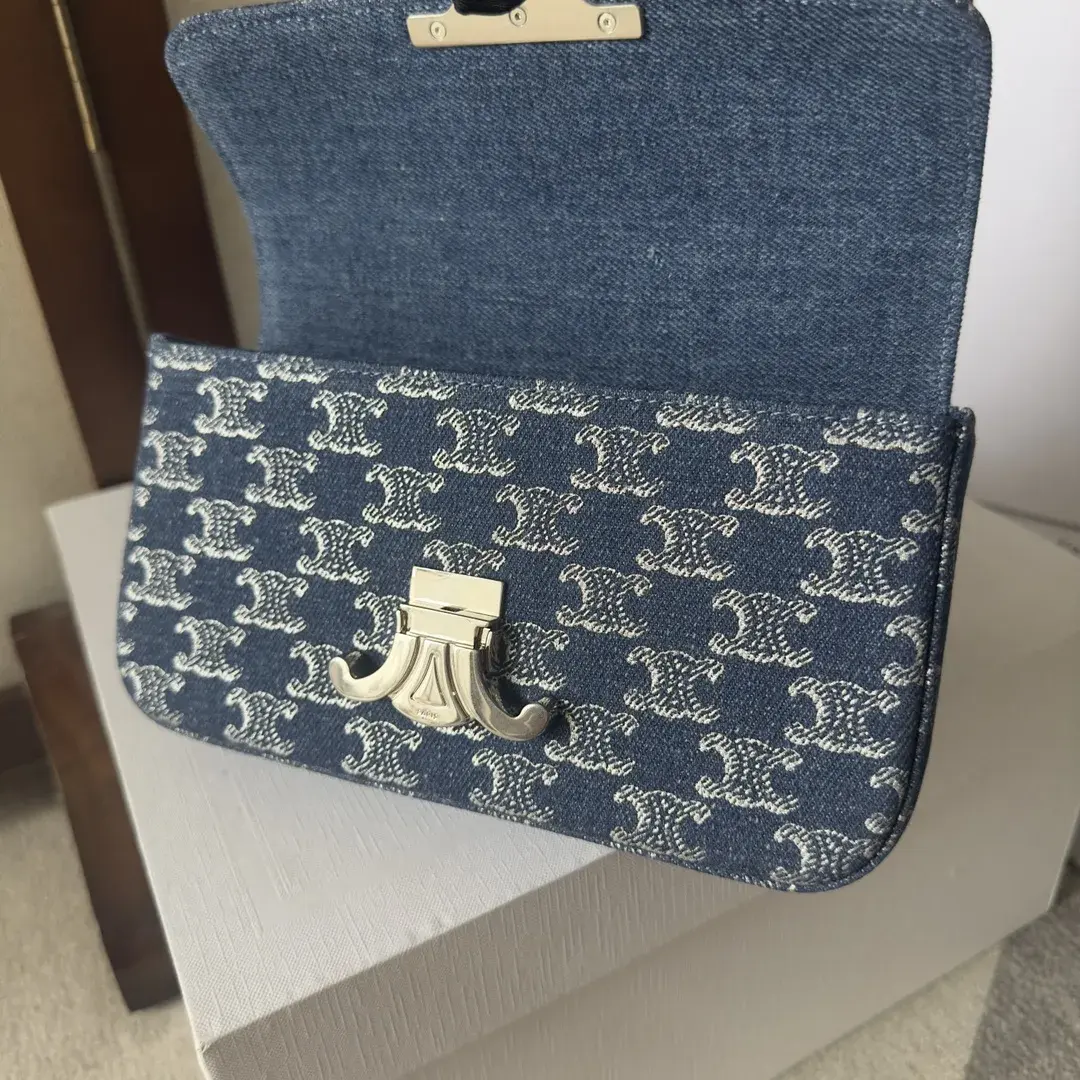 Celine Silver Triomphe Denim Shoulder Bag product photo from LabelPicks