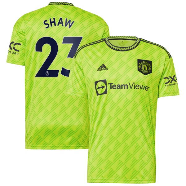 Luke Shaw Manchester United adidas 2022/23 Third Replica Player Jersey - Neon Green