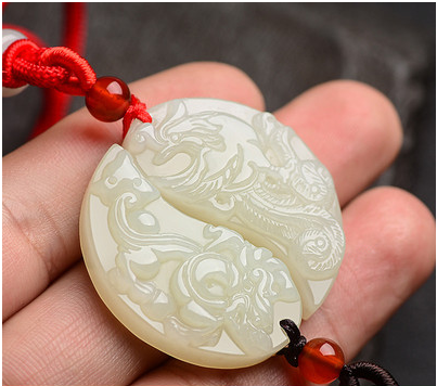 Couple jade pendant a pair of hetian white jade dragon and phoenix match men and women's love necklace