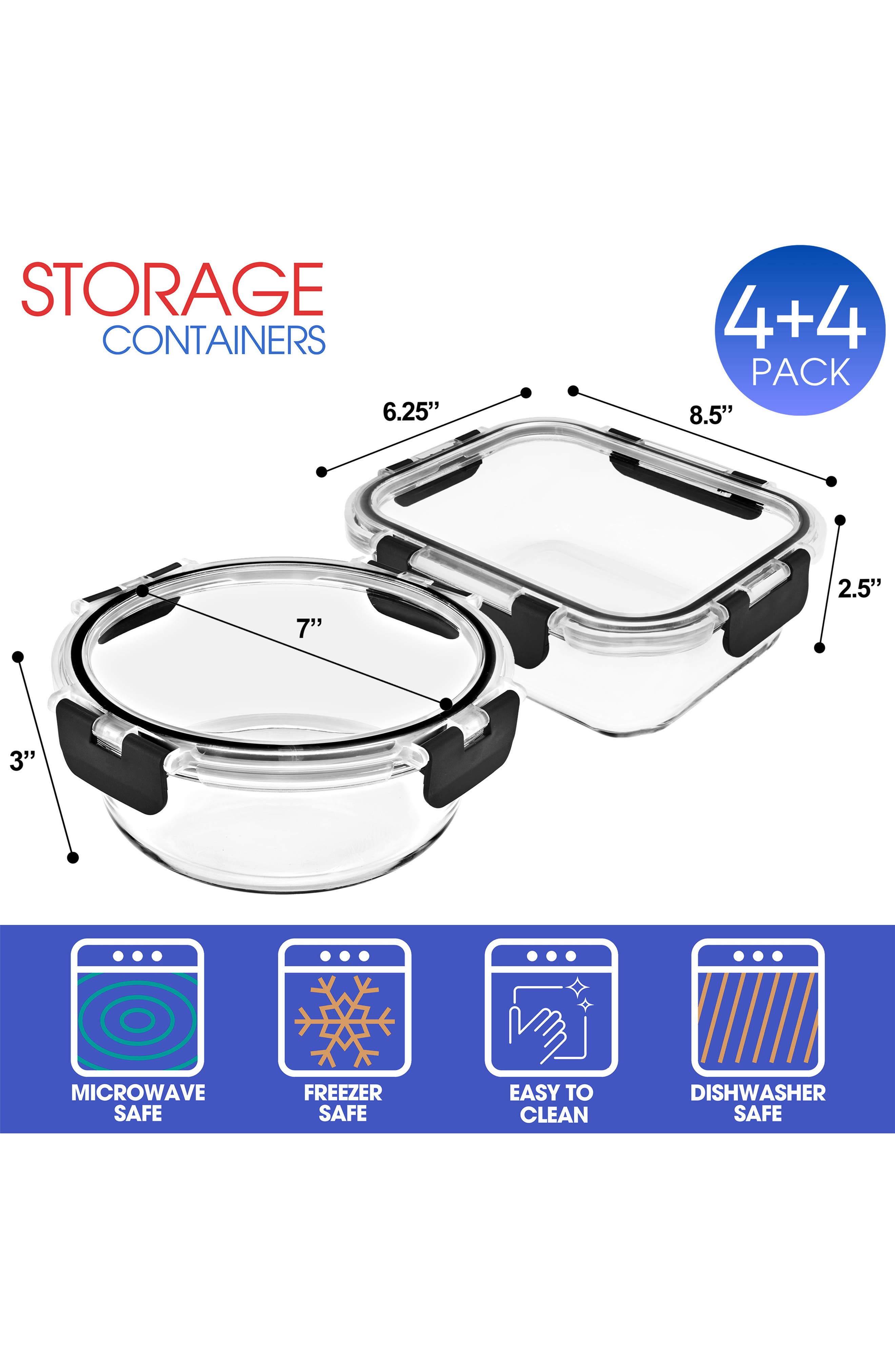 SORBUS 8-Pack Food Prep Containers
