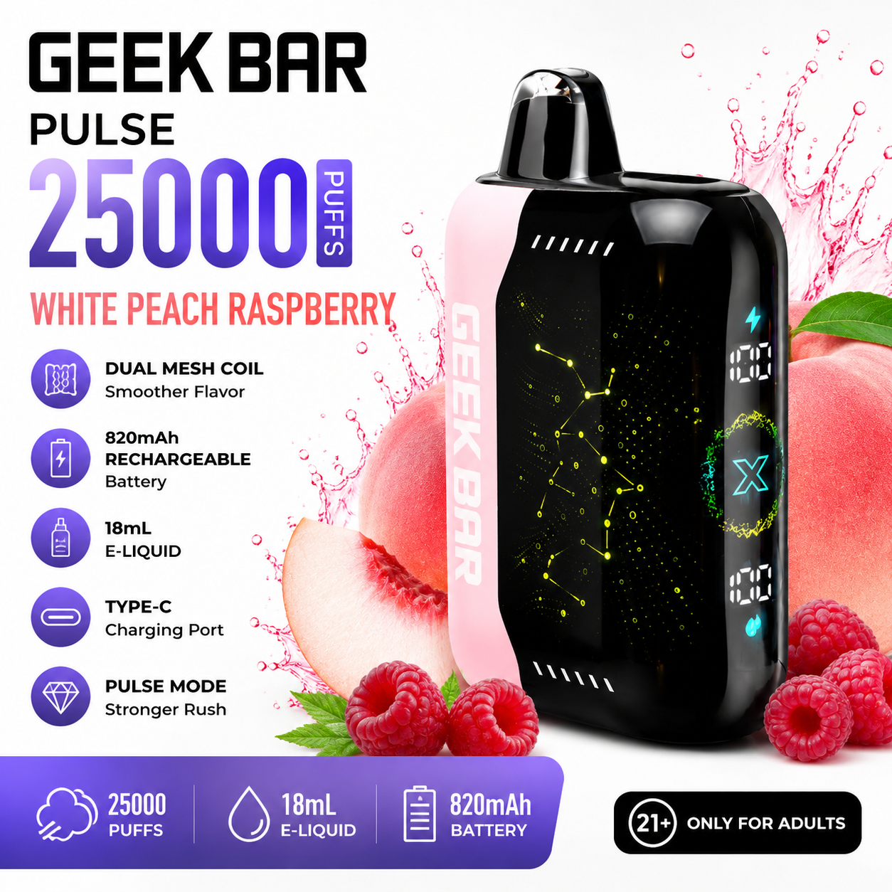 🔥 GEEK BAR Premium Flavor Device - 25000 Puffs | Fast U.S. Delivery