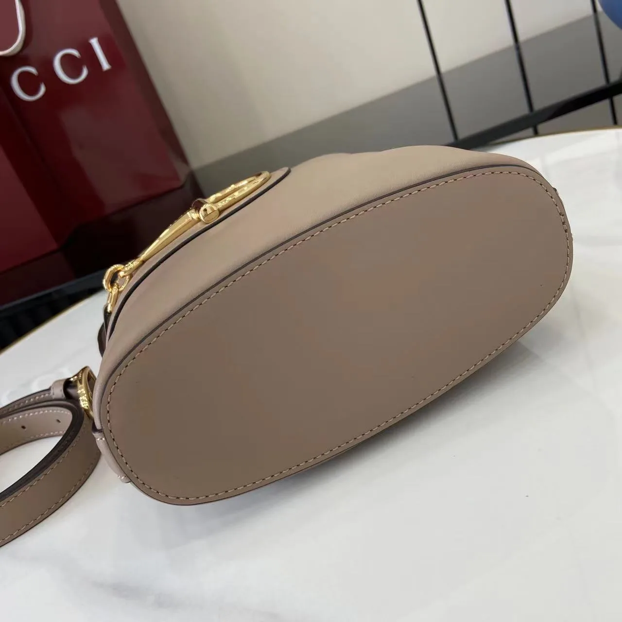 Gucci Grey Smooth Leather Bucket Bag product photo from LabelPicks