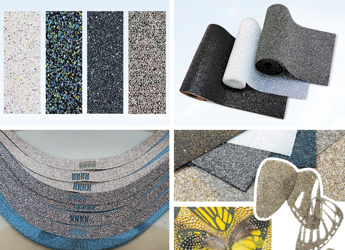 Close-up of crystal fabric with sparkling texture and high-density crystal beads