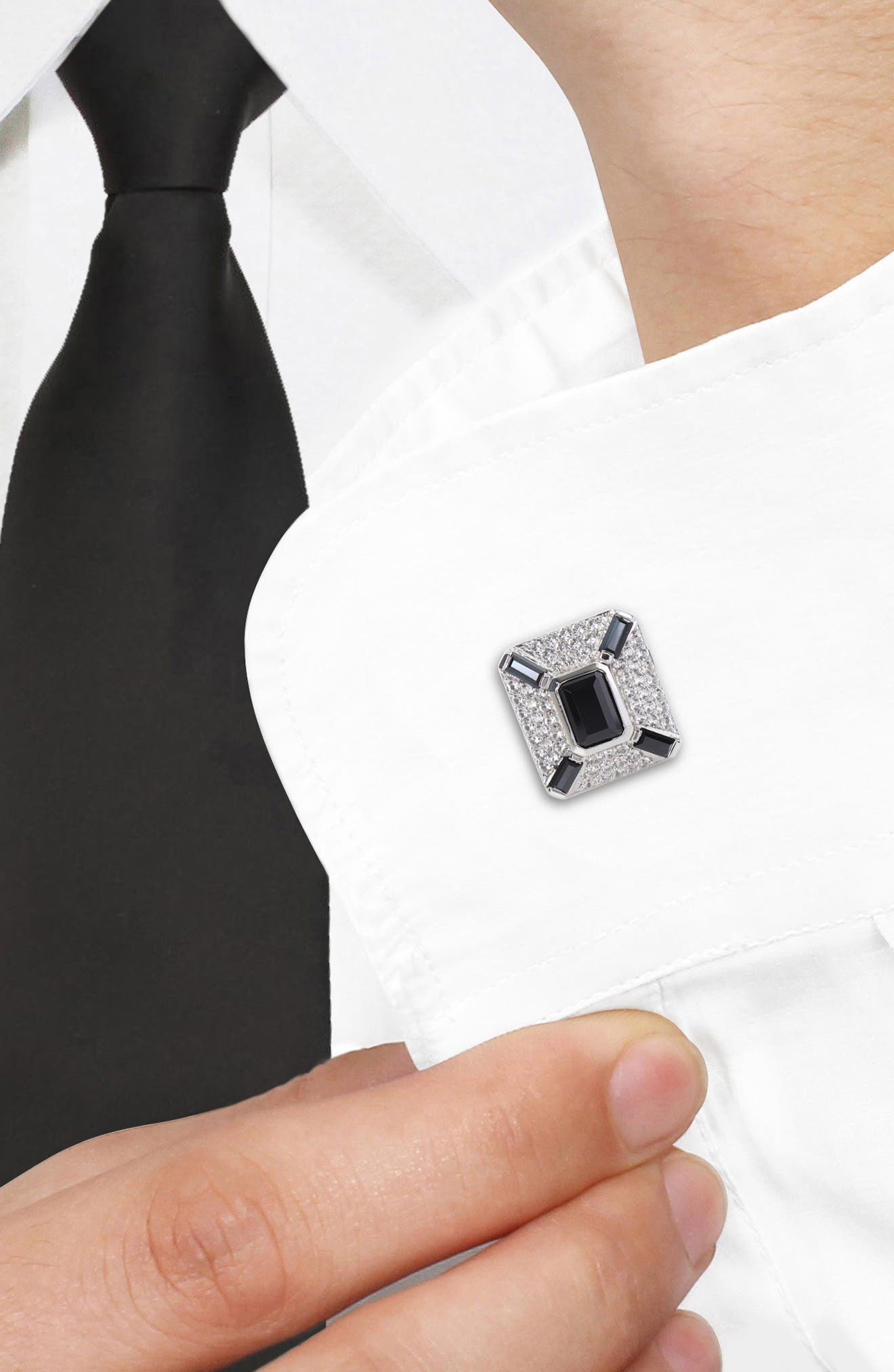 DELMAR Sterling Silver Jewel Embellished Cufflinks