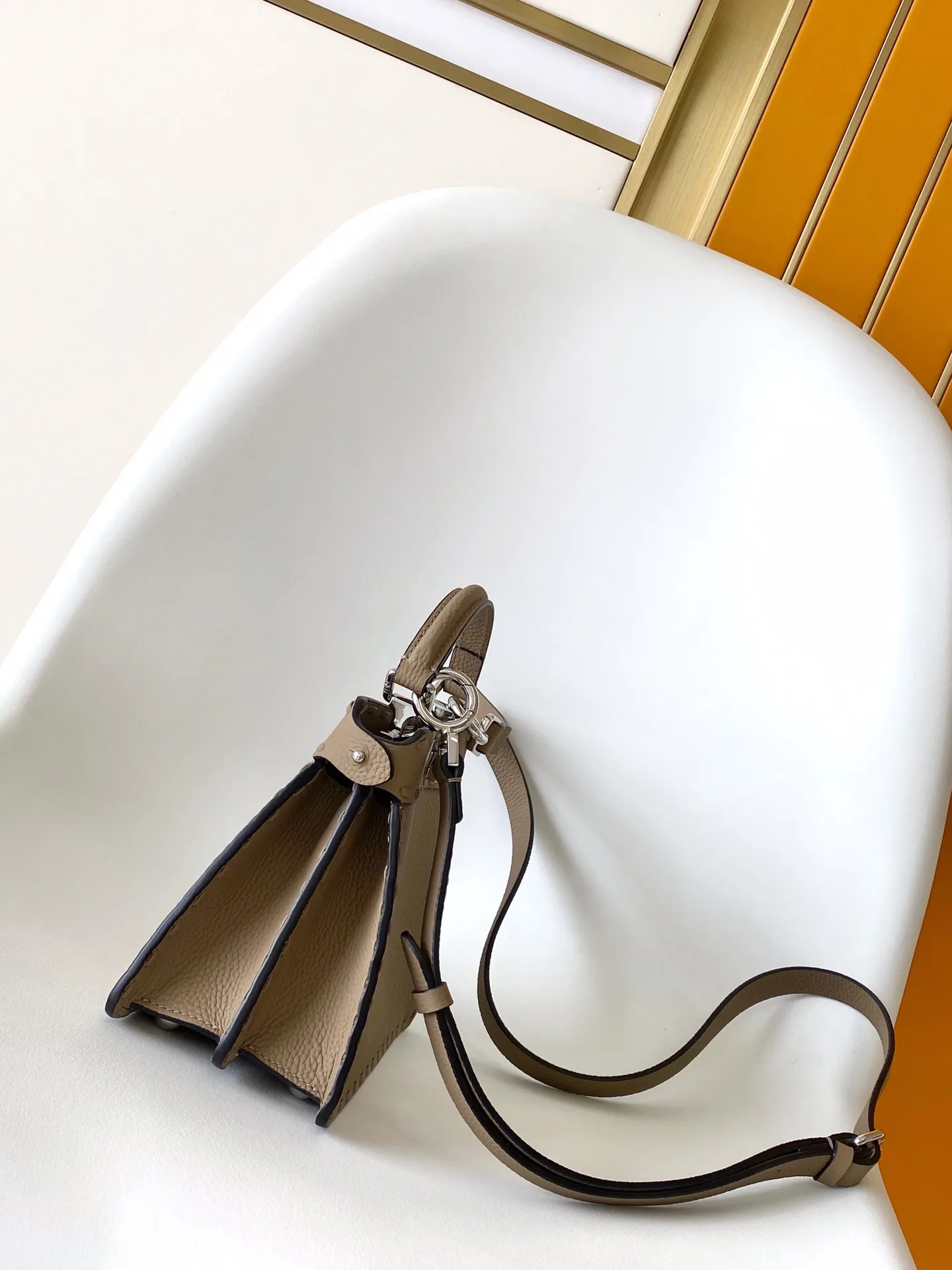 Fendi Grey Peekaboo Calfskin Top Handle Bag product photo from LabelPicks