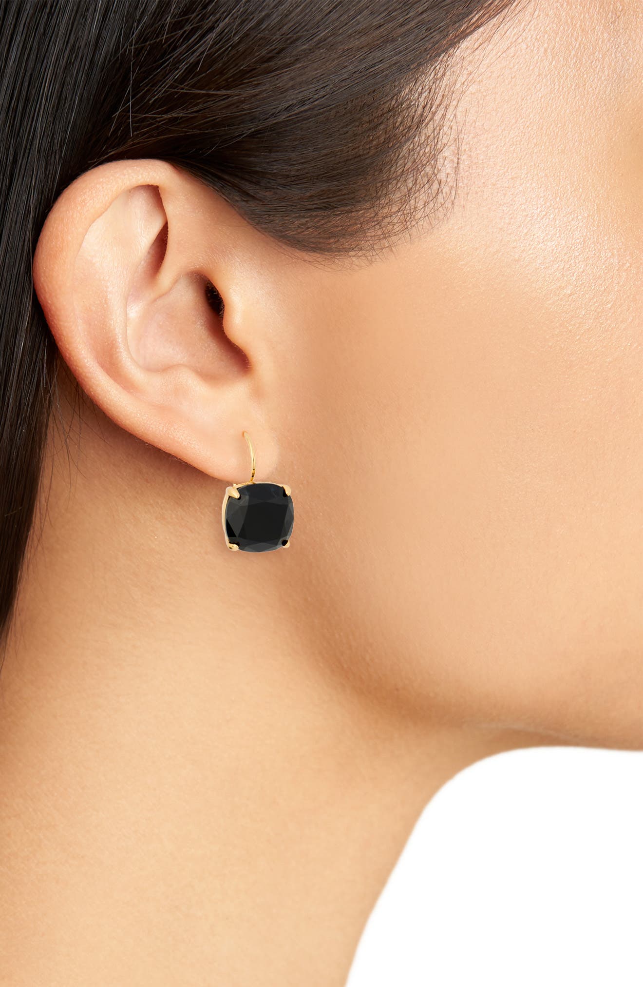 Kate Spade New York cushion cut black cubic zirconia drop earrings