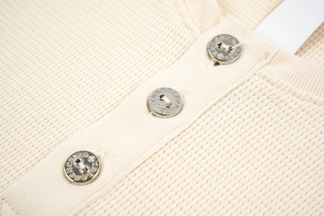 Chrome Hearts Cream Embroidered Silver Button Waffle Henley Long Sleeve product photo from LabelPicks