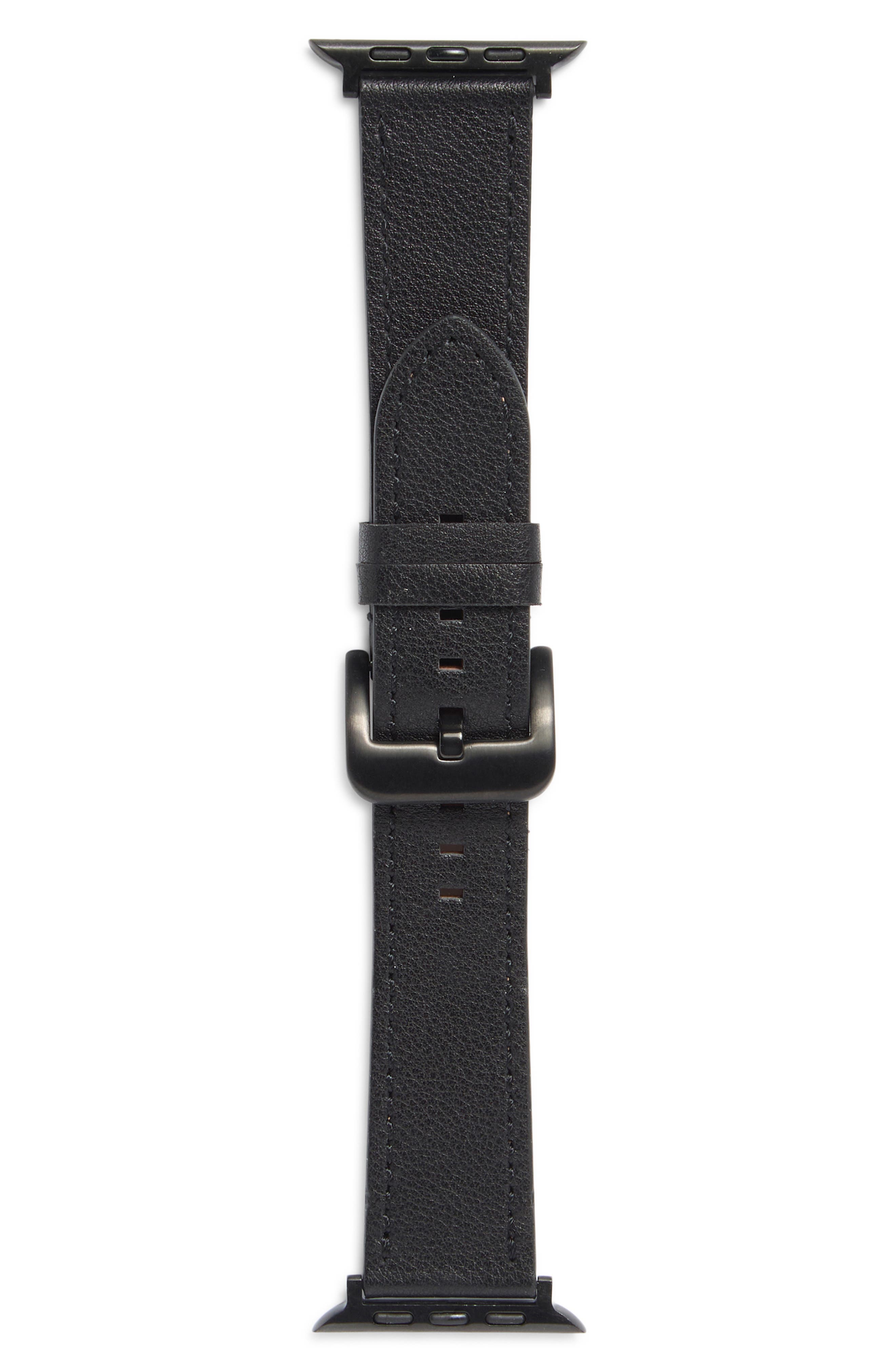 NORDSTROM RACK Wide Leather Apple Watch® Watchband