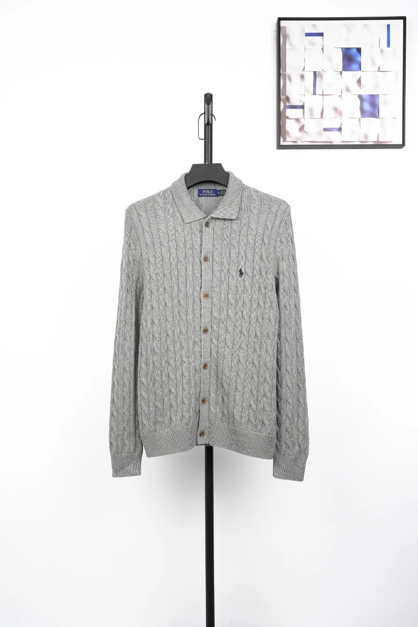 Ralph Lauren Grey Pony Embroidered Cable Knit Shirt product photo from LabelPicks