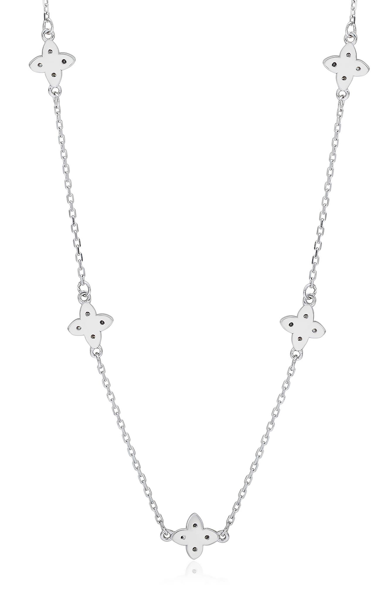 SUZY LEVIAN Cubic Zirconia Flower Station Necklace