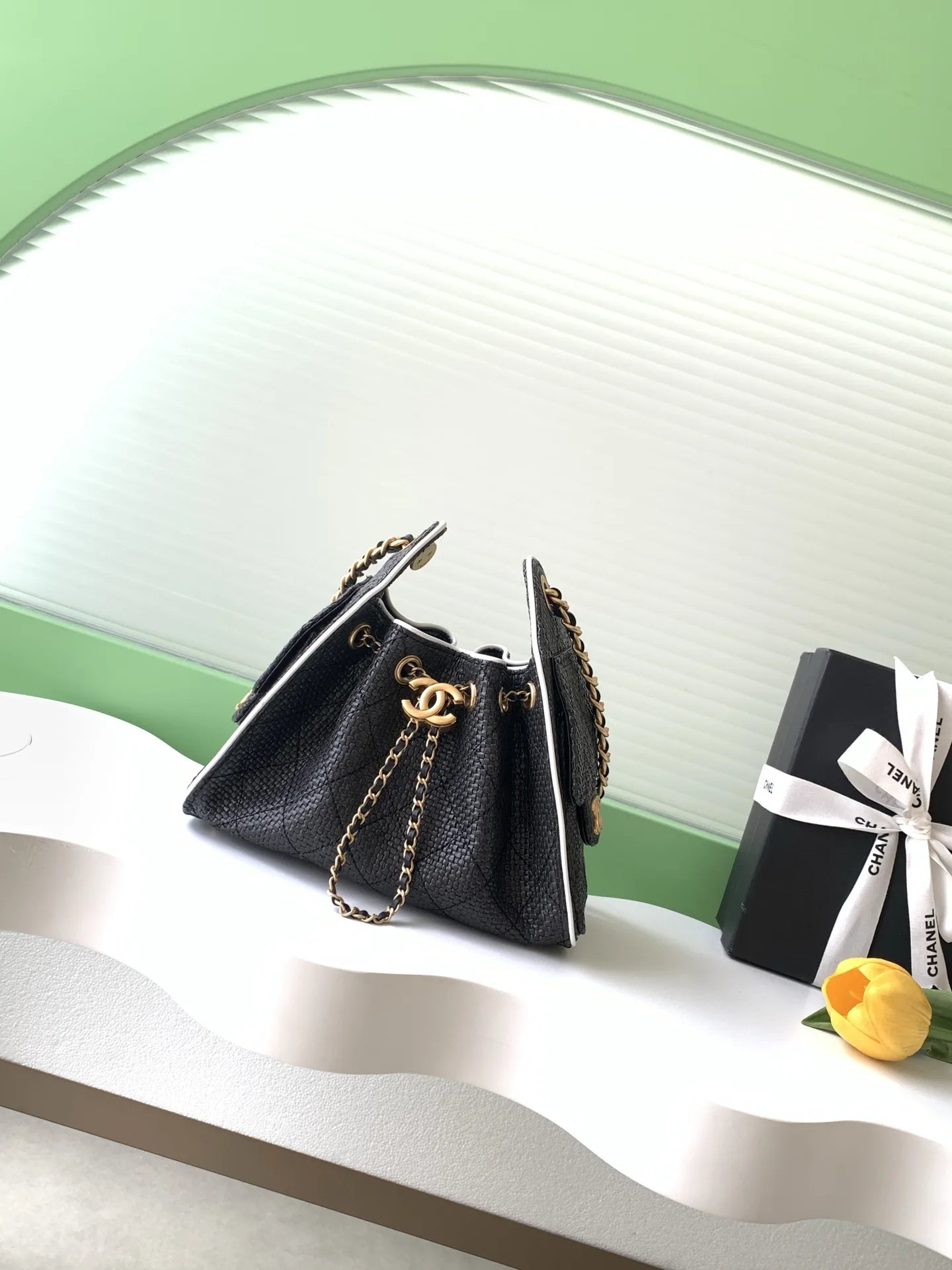 Chanel White Straw Woven Bucket Bag product photo from LabelPicks