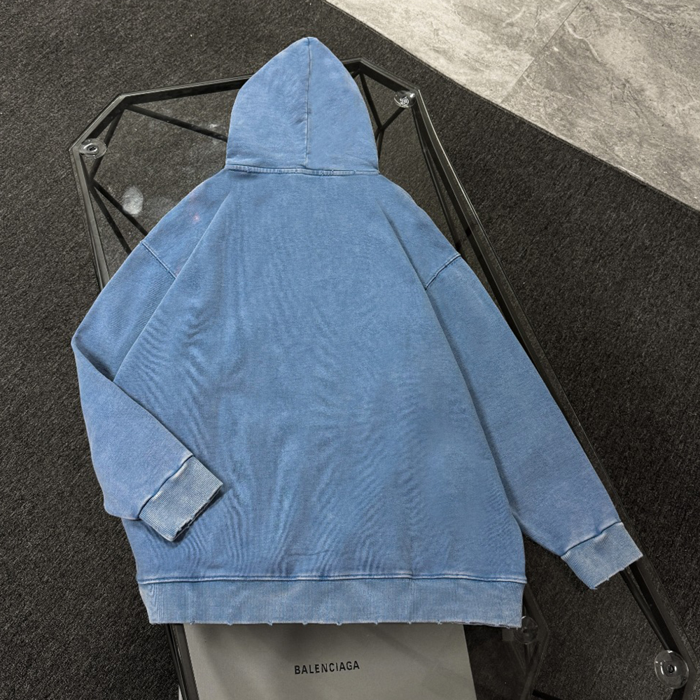 Letters Embroidery Print Washed Long Sleeve Hoodies