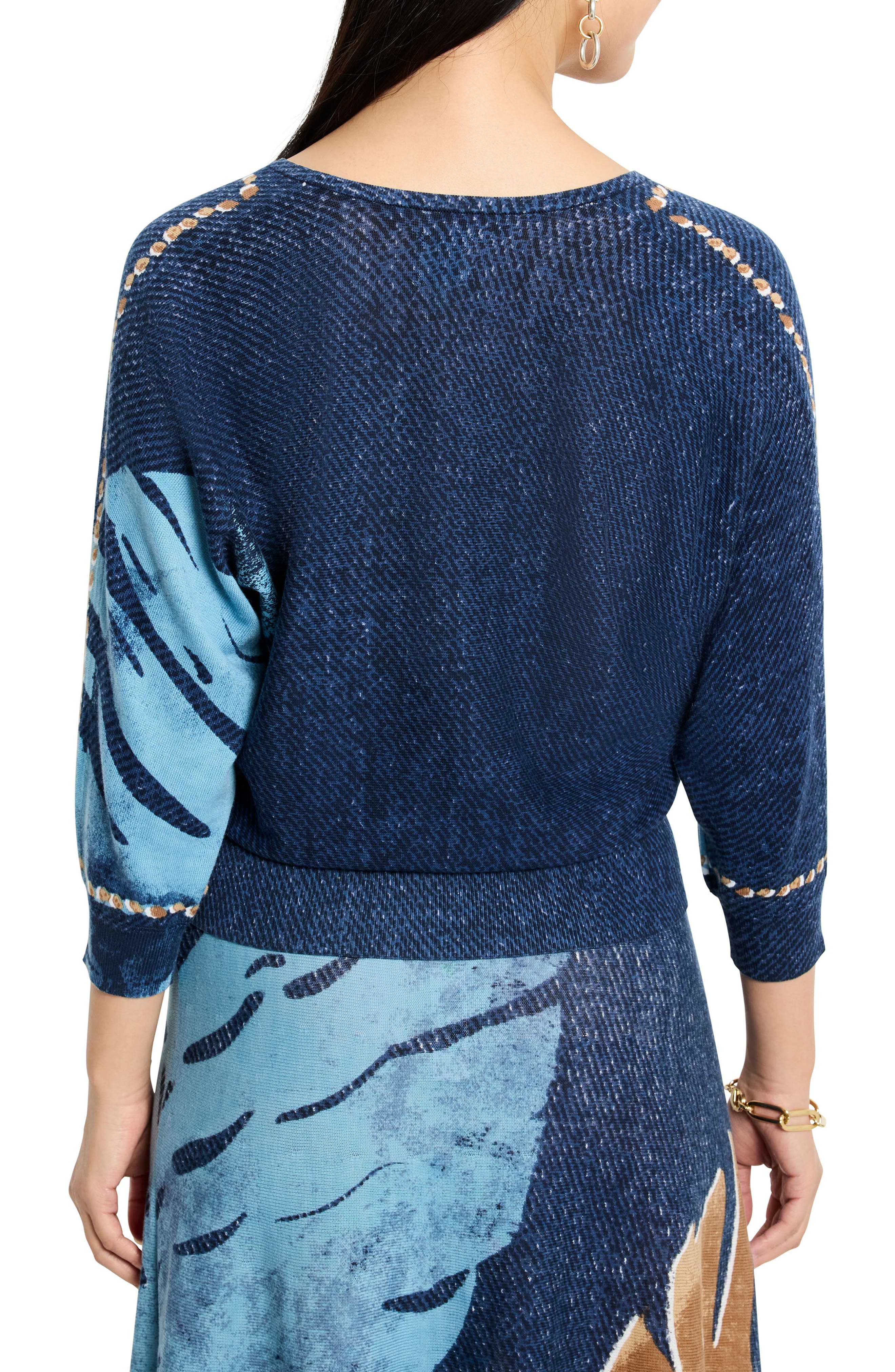 NIC+ZOE Twilight Abstract Print V-Neck Sweater